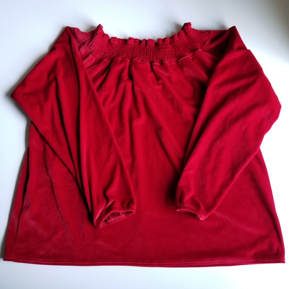 Vintage velour off the shoulder top